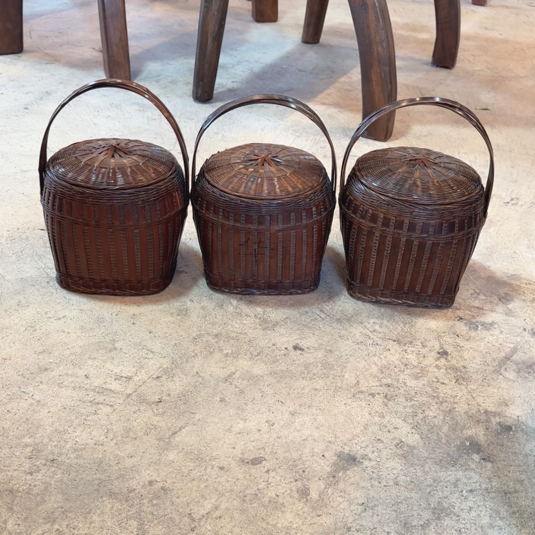 蕾***子木民俗老物件 老竹篮 3个