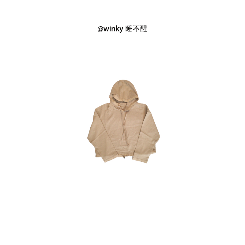 连帽小廓形粗针平纹精工小卫衣