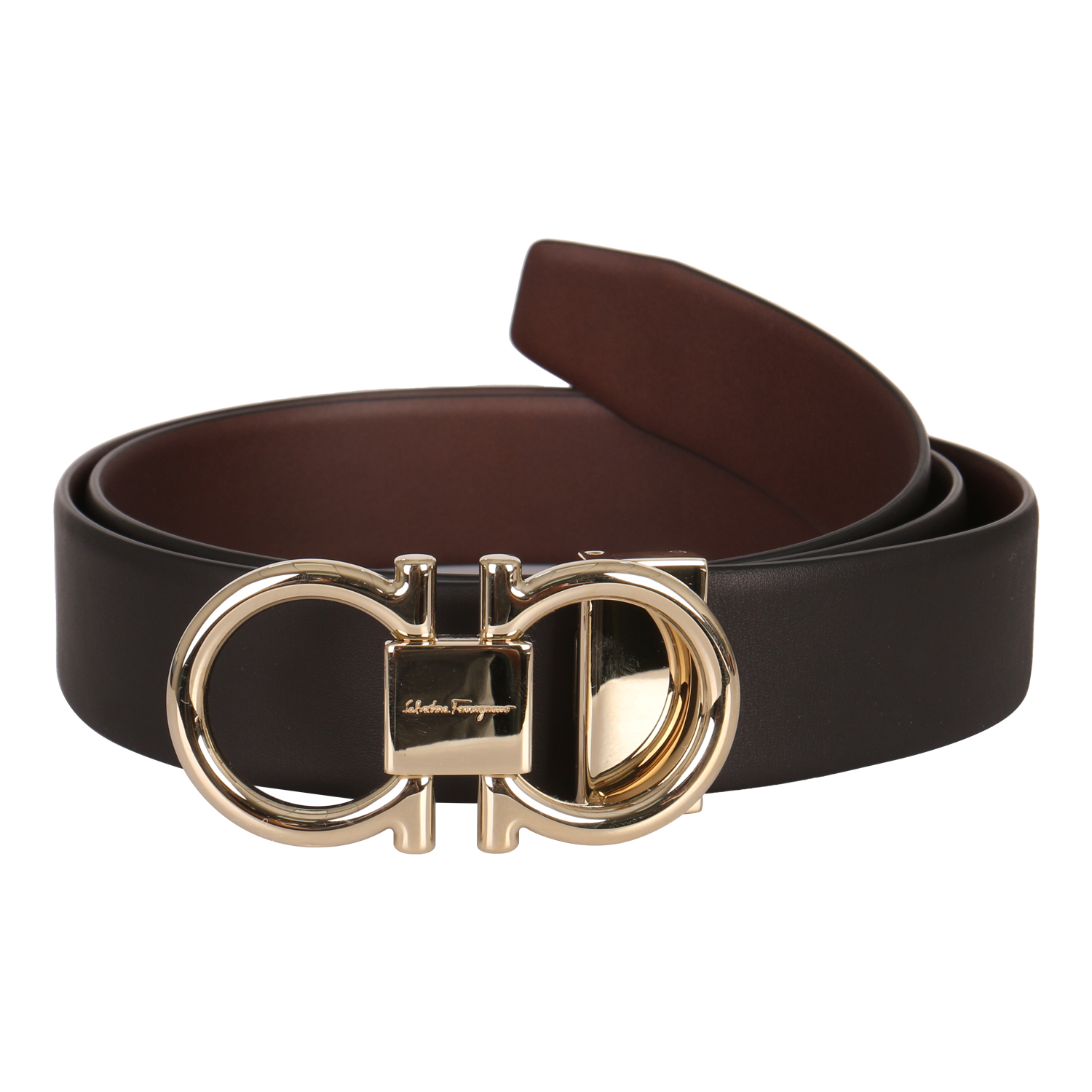 SALVATORE FERRAGAMO 男士黑/棕可裁剪3.5CM腰带 679938 759047  