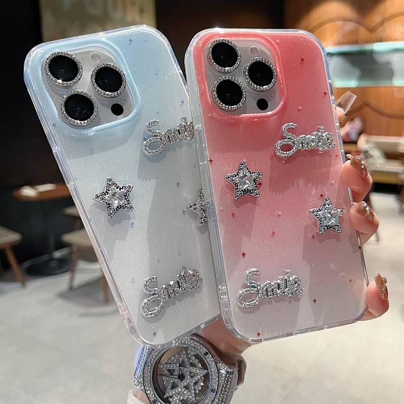 适用苹果系列iPhone 16新款手机壳闪粉渐变紫色星星全包防摔大孔