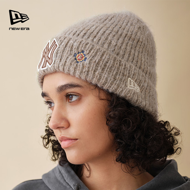 NEW ERA纽亦华秋冬新款MLB针织毛线帽保暖NY毛毡绣情侣百搭潮