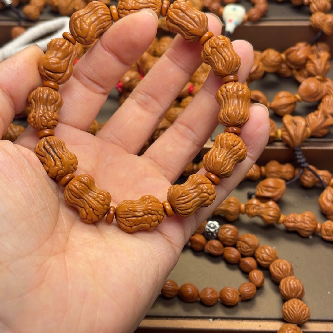 子***玉桃核手串龙纹桃核10