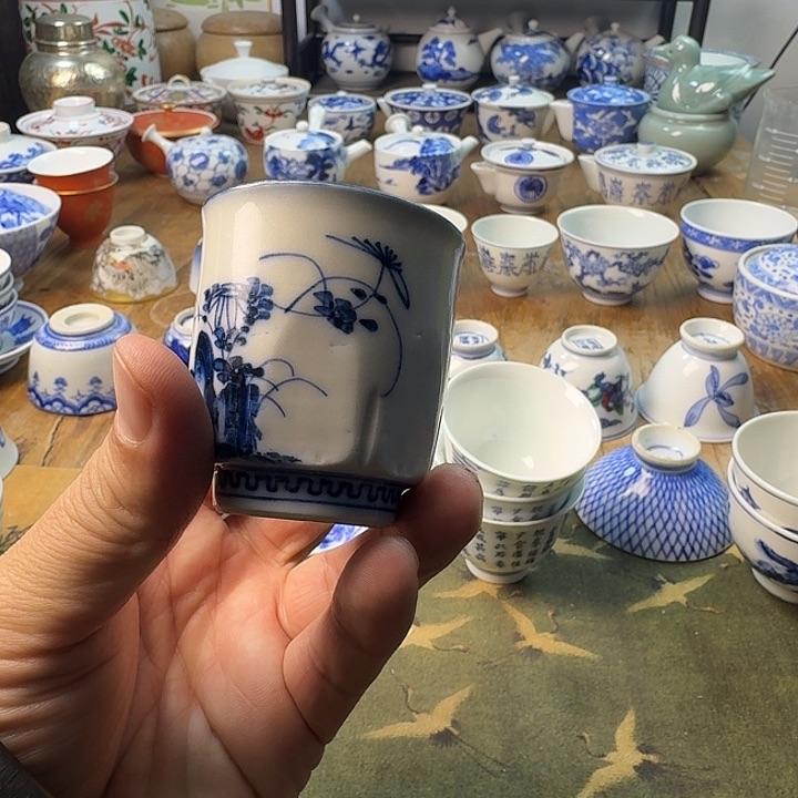 美**羽青花杯子茶具套装