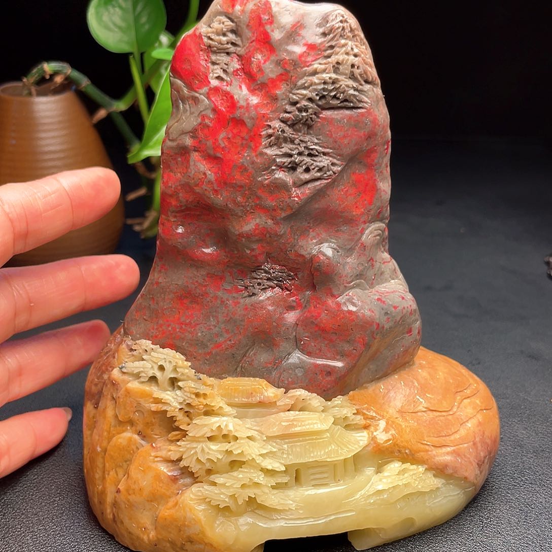 鸡血石复****派昌化鸡血石摆件