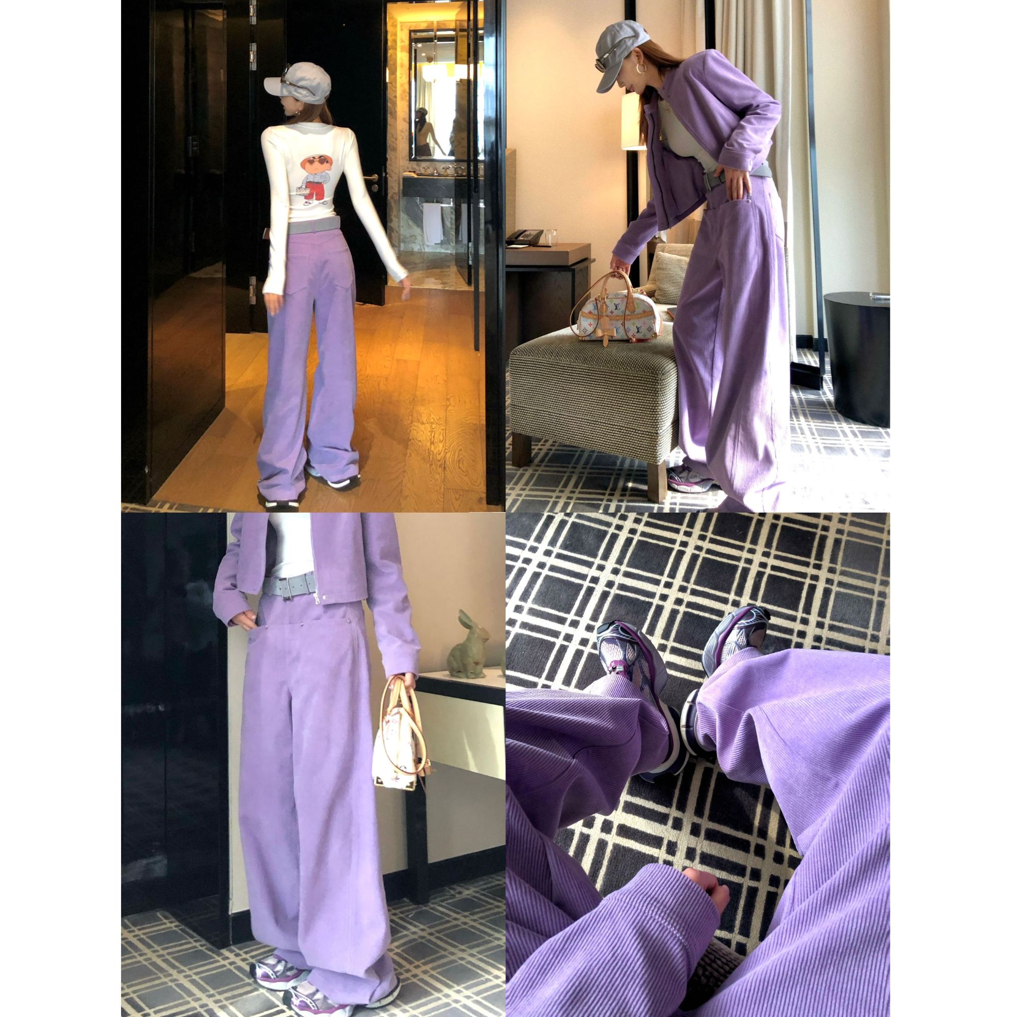 婉君【紫调布兰妮】早秋时尚显瘦宽松休闲阔腿直筒长裤LWJ25C3K2987