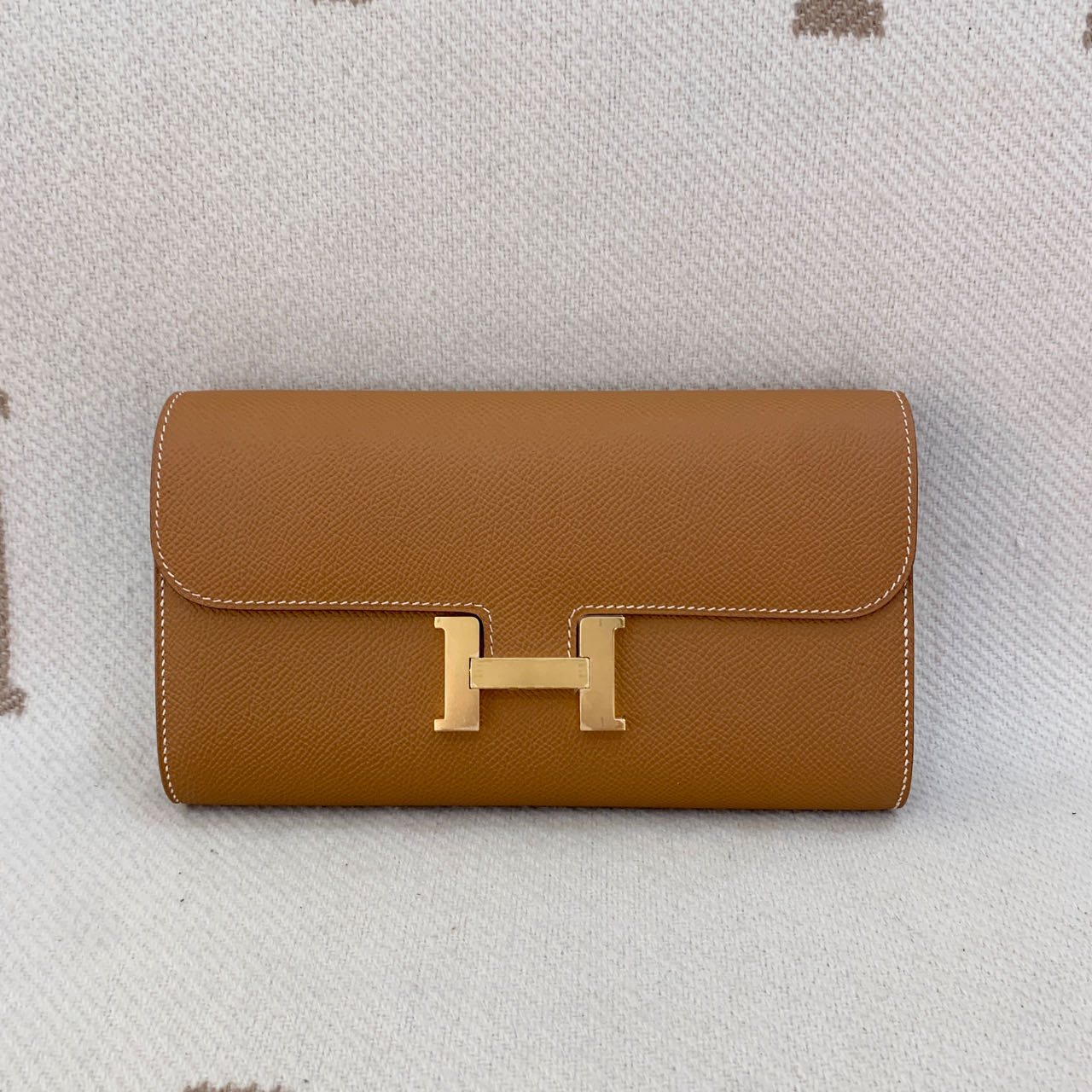 99新 Hermes/爱马仕 康康长款钱包 constance W e皮金棕ha0205a4 