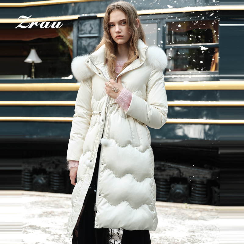 【11.11专场】ZRAU高级感保暖连帽羽绒服冬季中长款外套Z1244Y0008