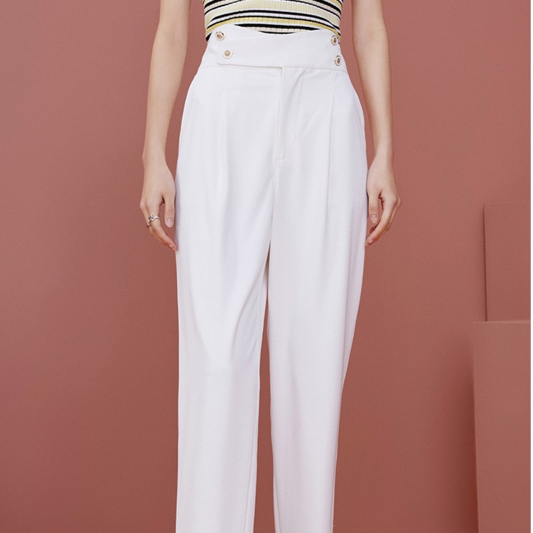 【籽言专属】曼德诗造型感直筒裤设计感高腰烟管裤气质休闲裤