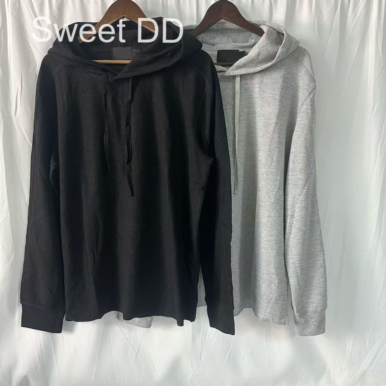 双色男士华夫格连帽打底T恤/LF