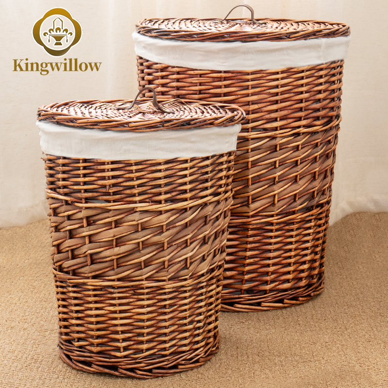 手工柳编蒲草斜纹酒店家用圆形大容量储物圆筒编篮脏脏衣收纳筐