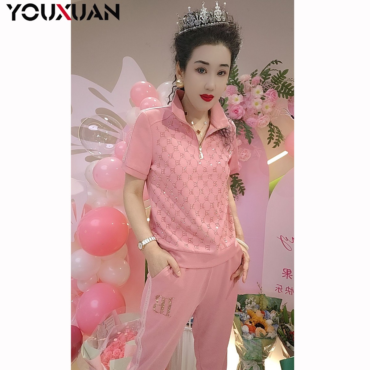 【火龙果生日款】高定新品女装显瘦百搭韩版时尚短袖运动套装89276