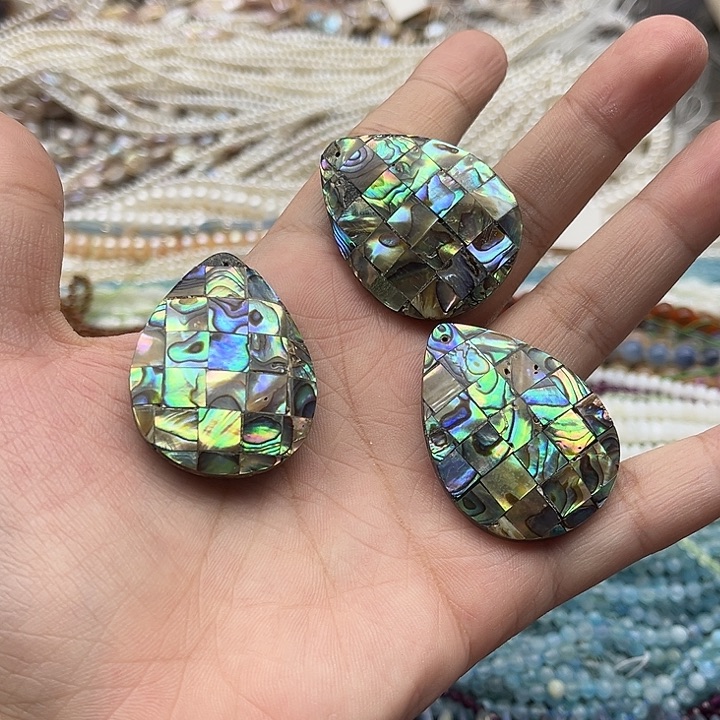 未镶嵌玛瑙/玉髓珠宝半成品一个30/40mm左右鲍鱼贝吊坠