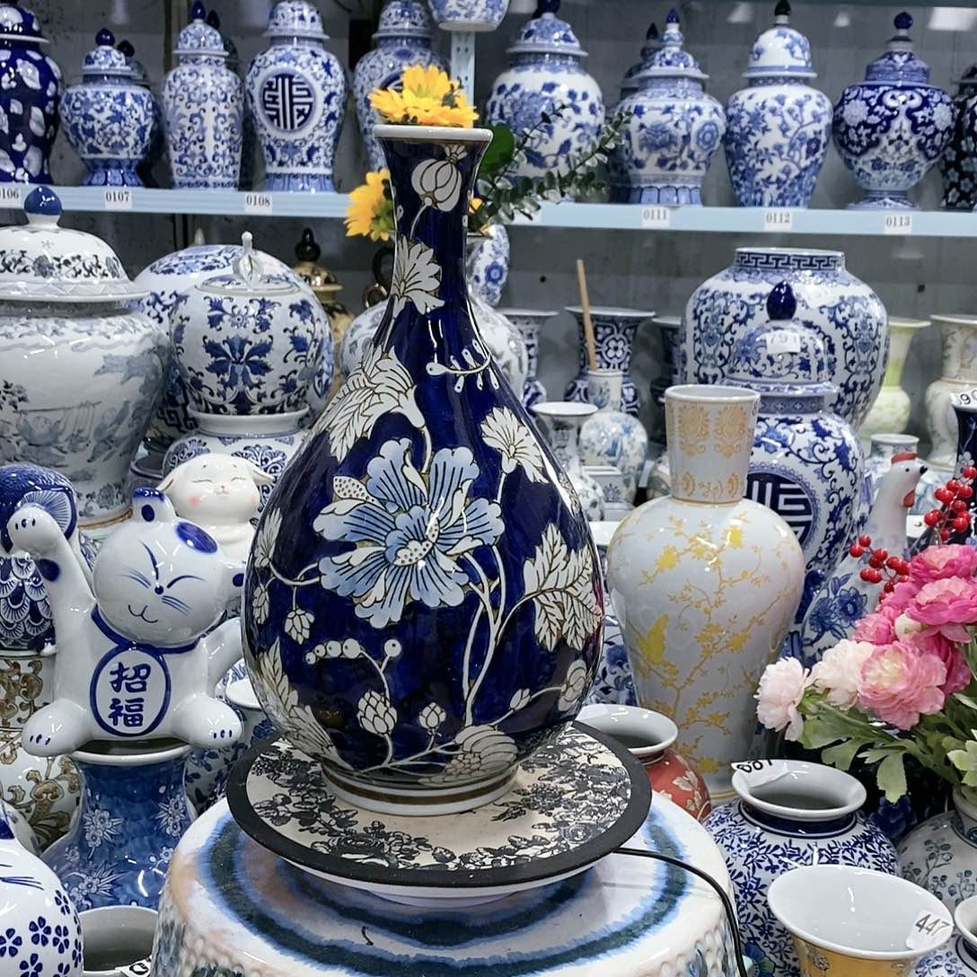 【闪购商品】摆件宝蓝色玉壶春瓷器33.18。。。。。。