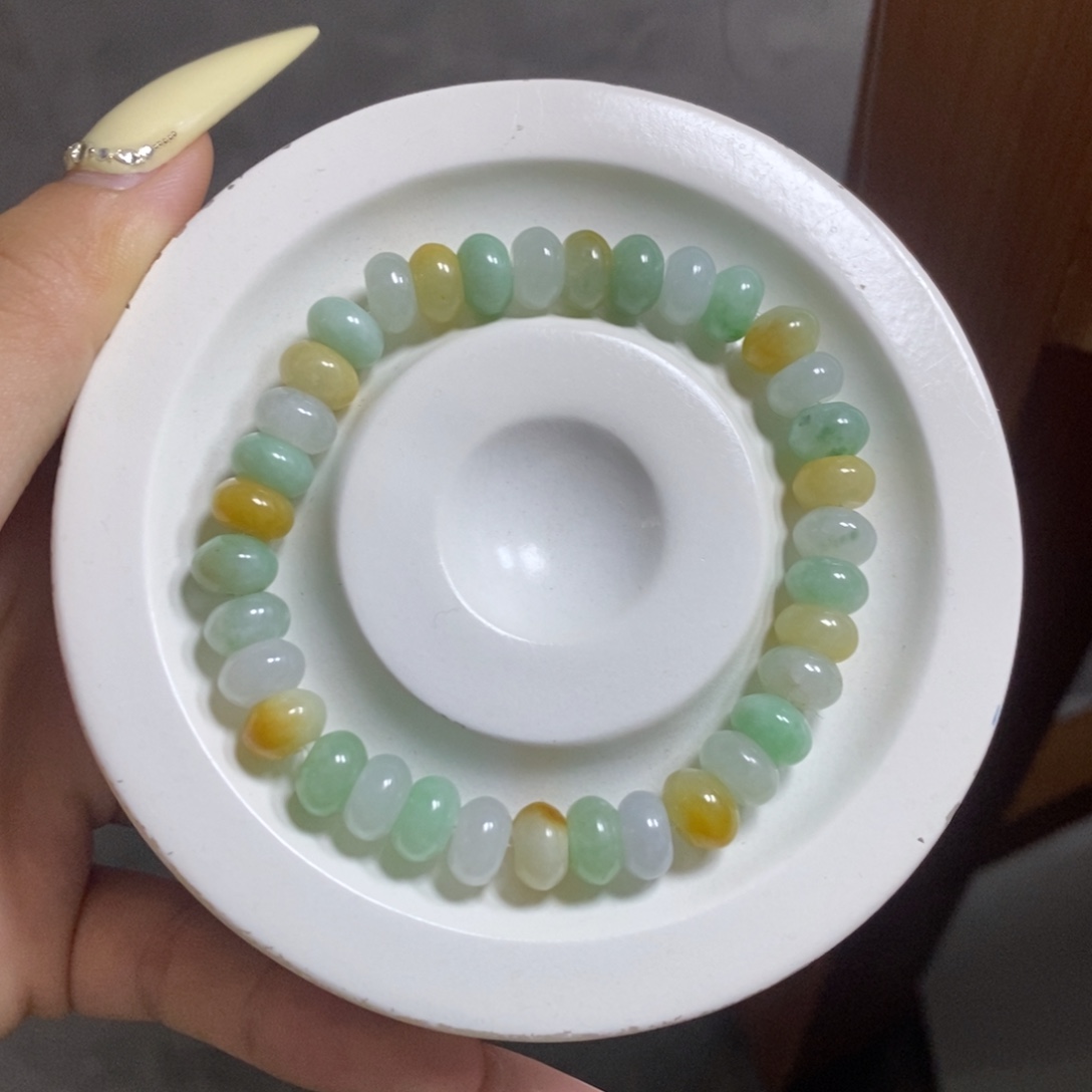 翡翠未镶嵌手链鼓珠多宝