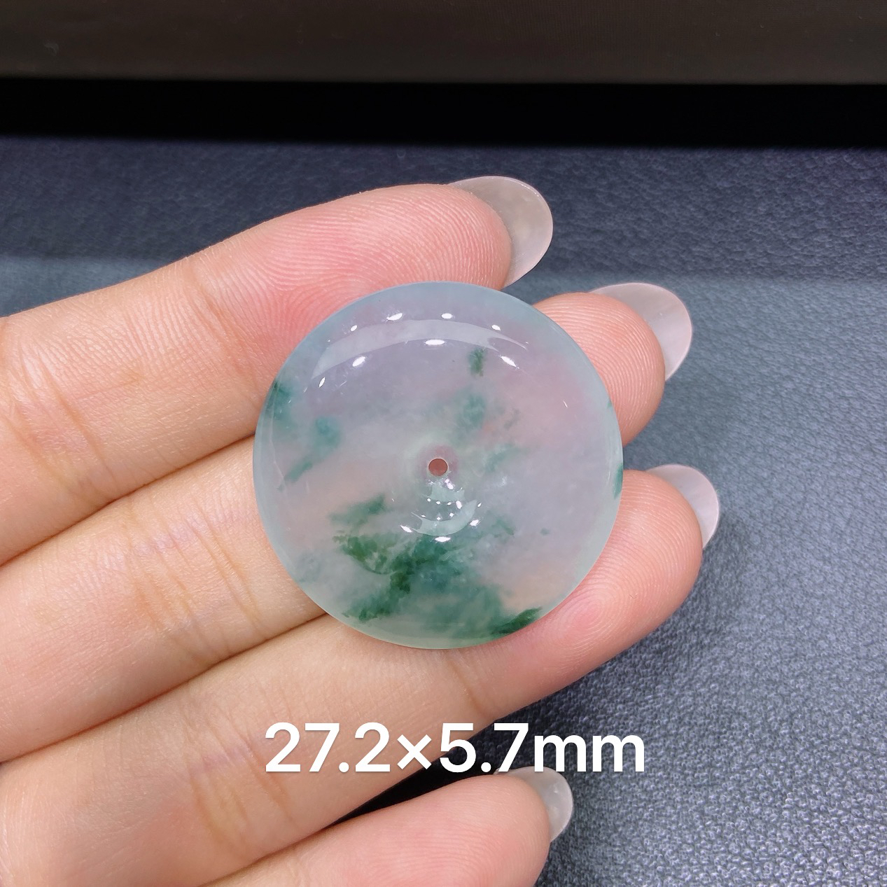 缅甸天然A货翡翠 老坑冰种灵动飘花平安扣吊坠 玉质细腻 k102