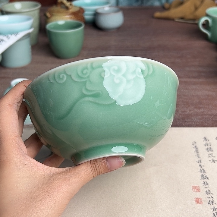 龙泉云间青瓷小米茶器