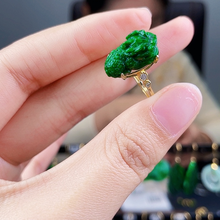 翡翠戒指银S925镶嵌饰品