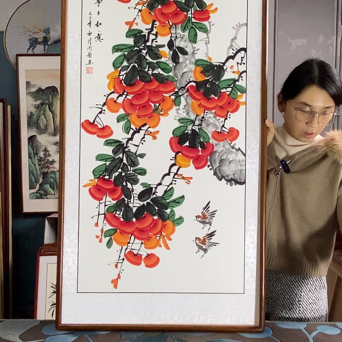 国画手写手绘带框包邮国画作品62✖️122