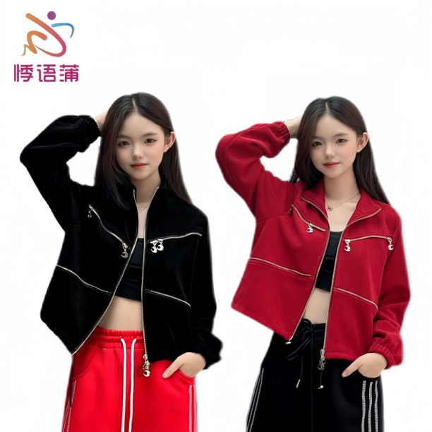 雪尼尔棉抽绳时尚网红气质街头风拼接短外套休闲短款C226