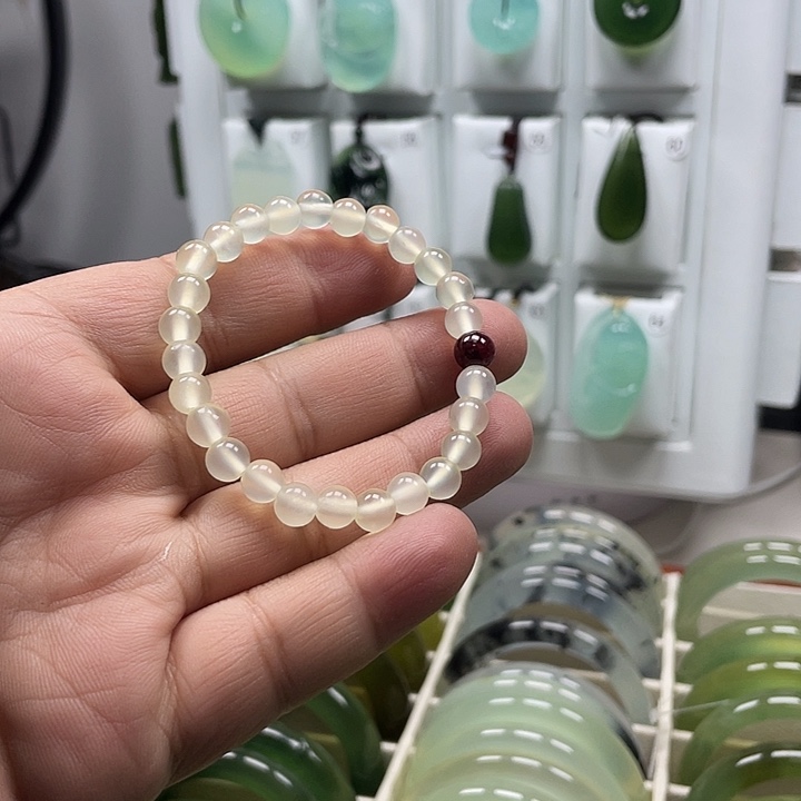 蛇纹石玉合金手链