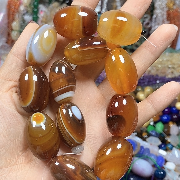 未镶嵌玛瑙/玉髓珠宝半成品玛瑙琥珀色卡19*29mm