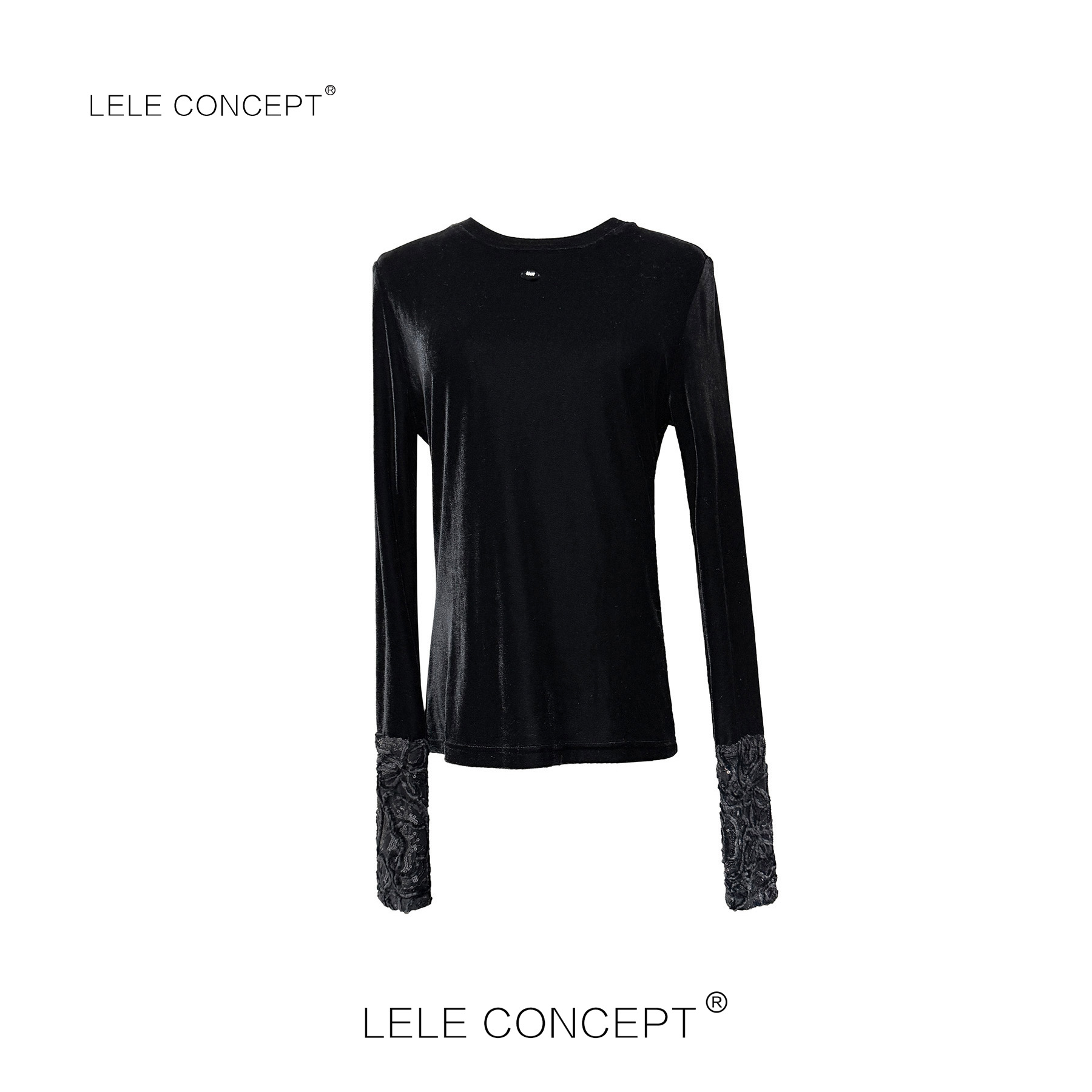 LELE CONCEPT丨【如一】气质时尚设计款袖口花边丝绒上衣FS25C0013W