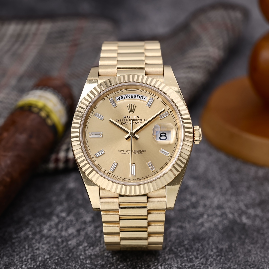 95新 Rolex/劳力士 228238 全金 条形钻石刻度 2019年保卡