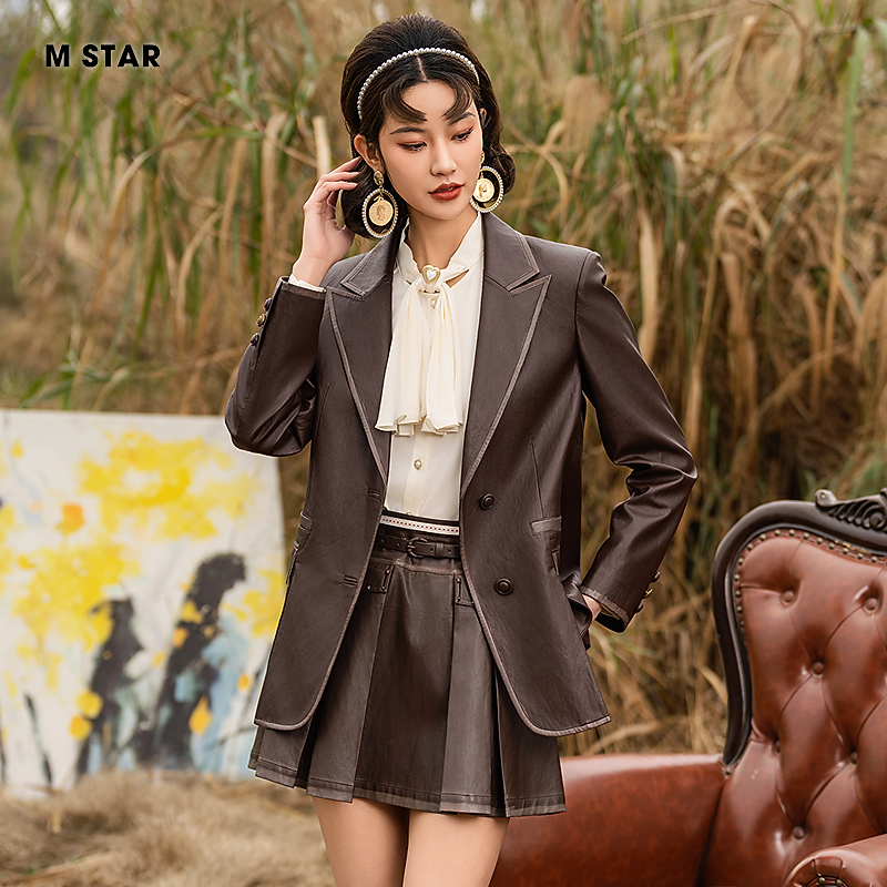 M-秋季新款撞色金属丝pu外套短外套气质休闲女士 SFFG133172