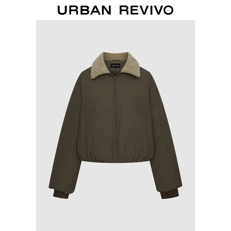 【HOT】UR2025冬季新款女装拼接翻领超宽松羽绒服UWH150047