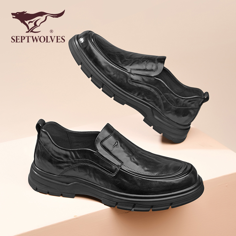 七匹狼男鞋2025秋季一脚蹬商务休闲鞋乐福鞋爸爸鞋通勤男皮鞋0011