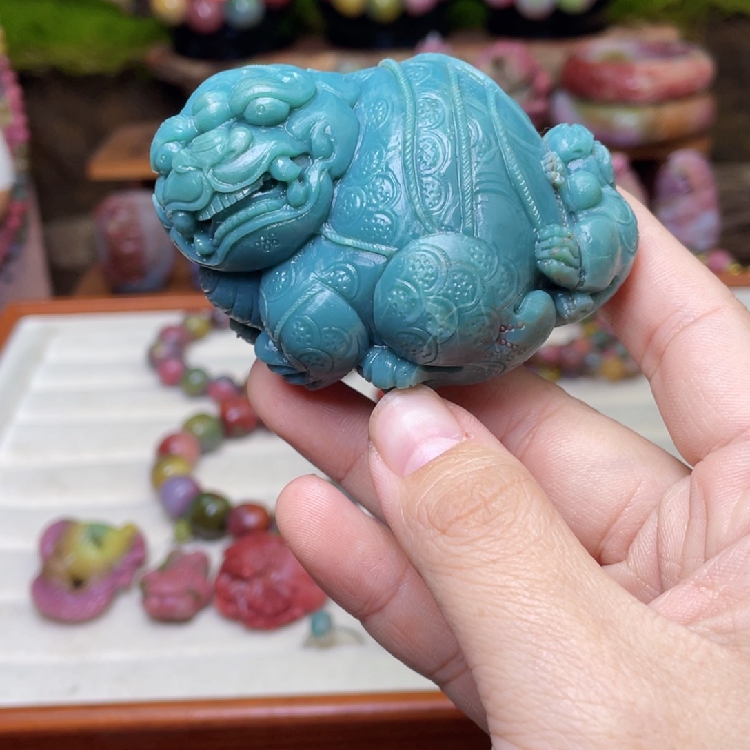 玛瑙/玉髓珠宝半成品未镶嵌道*盐源玛瑙蓝貔貅