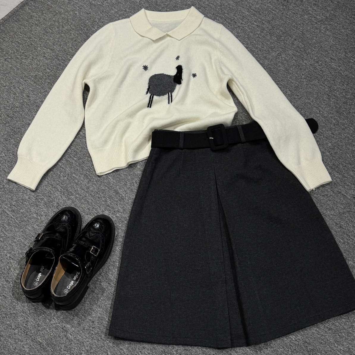 【妙女郎】毛呢高腰显瘦A字半身中裙秋冬百搭3219