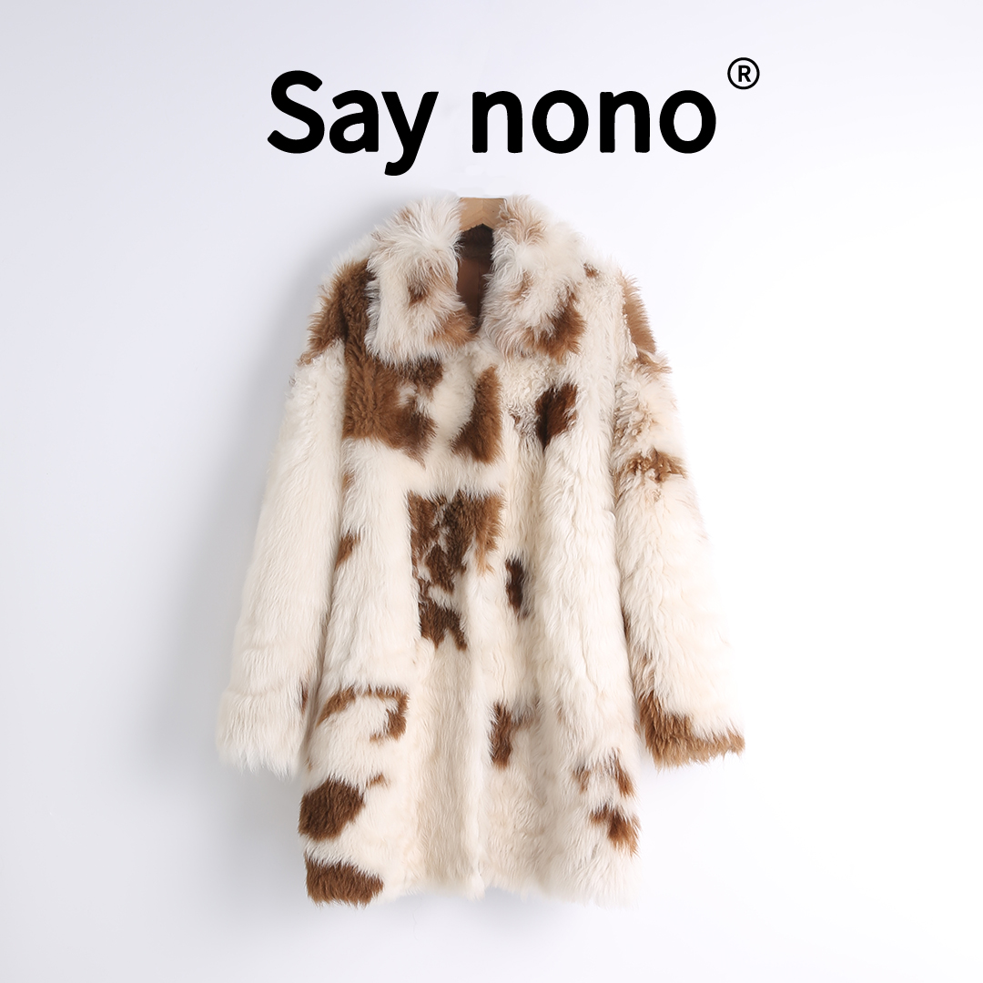 懒猫nono│Saynono 慵懒奶牛纹托斯卡纳皮毛一体皮草XE/TK88028