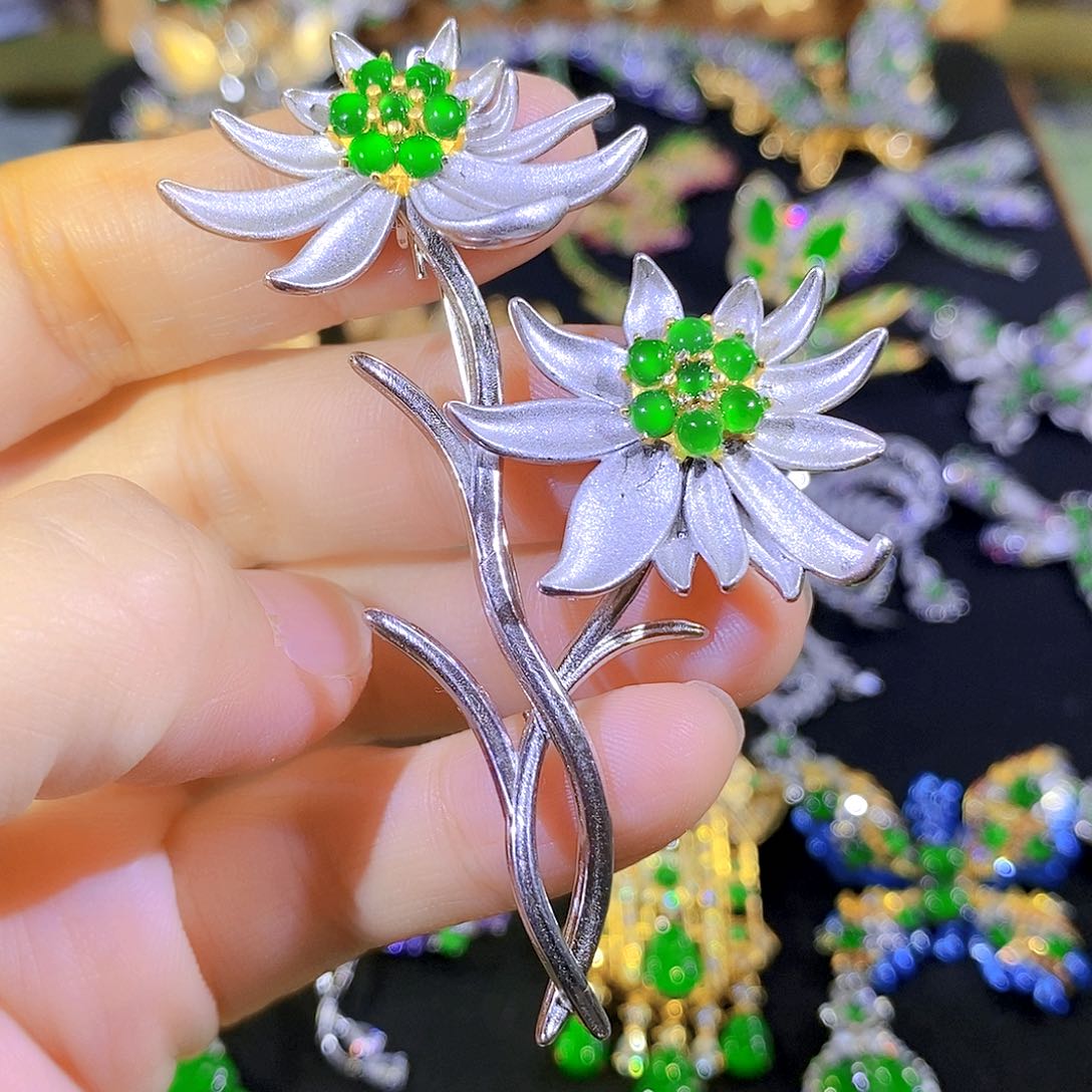 吊坠(不含链)银S925镶嵌翡翠