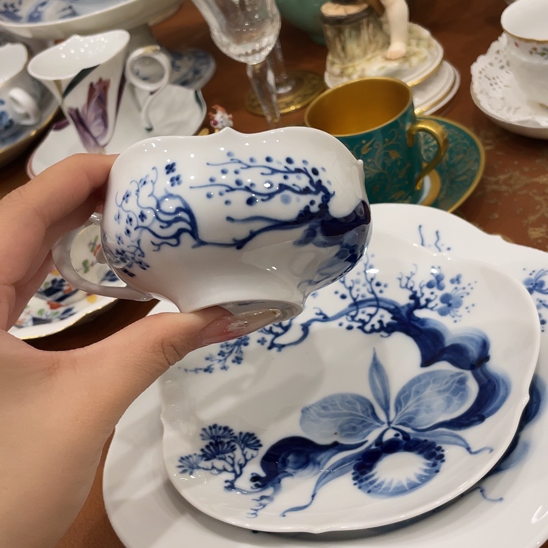 瓷片中古二等红茶杯三件套