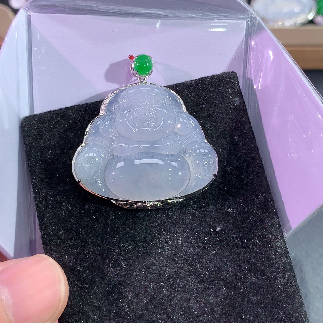 翡翠吊坠(赠链)18K金镶嵌