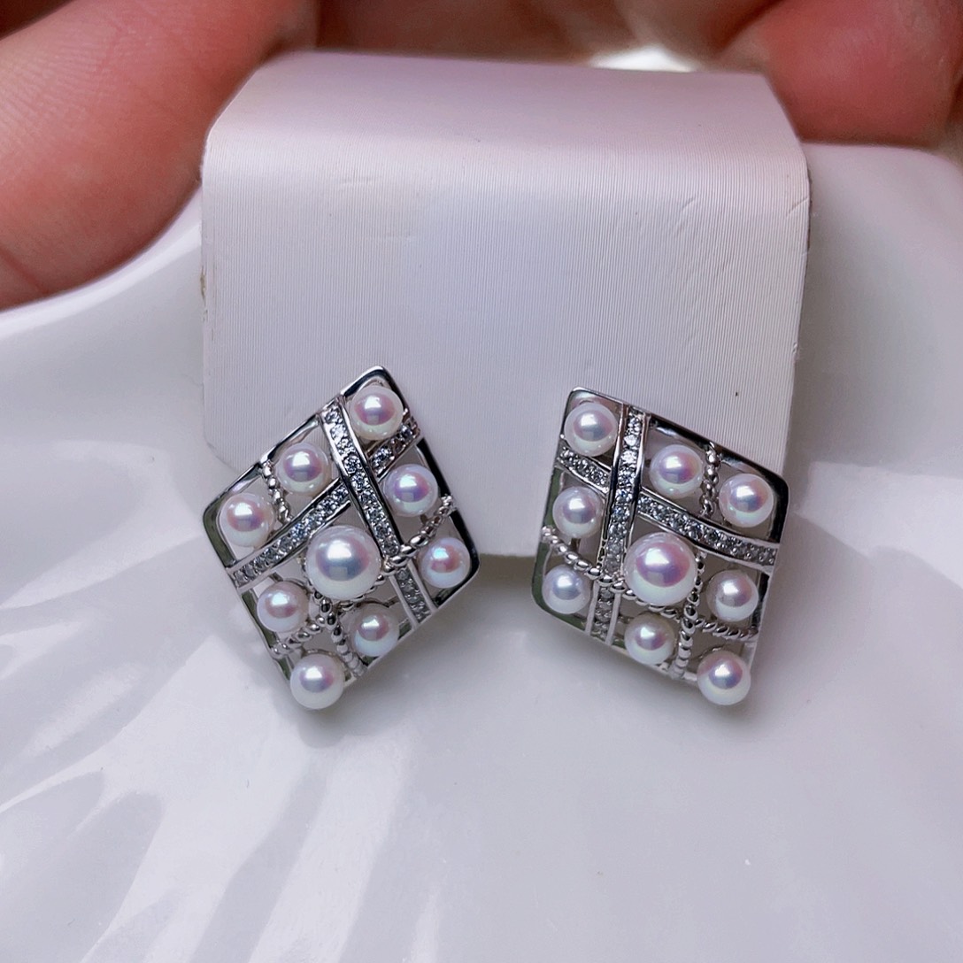 淡水珍珠耳饰银S925镶嵌