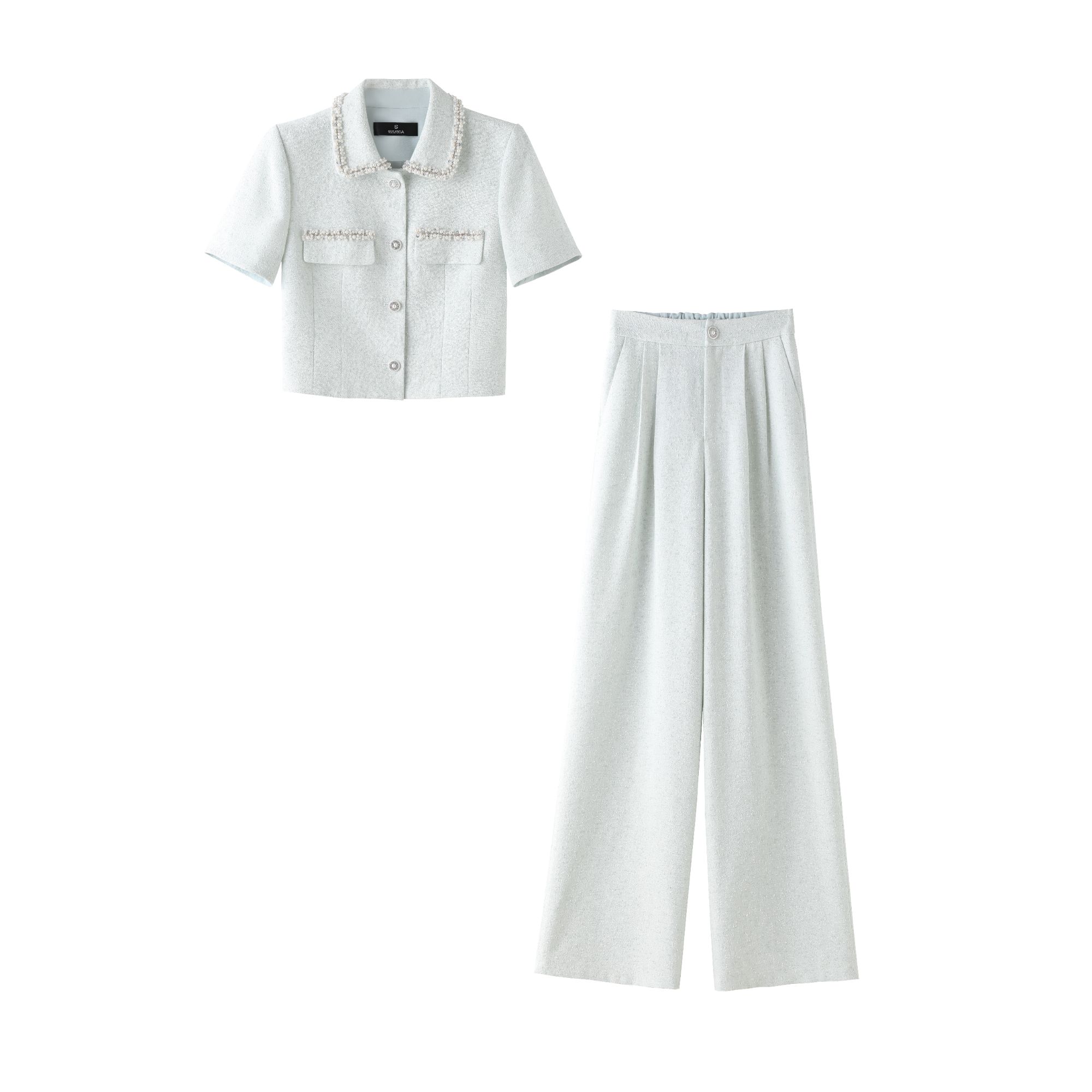 0889新款2025小香风气质套装气质洋气显瘦短袖夏季休闲减龄两件套