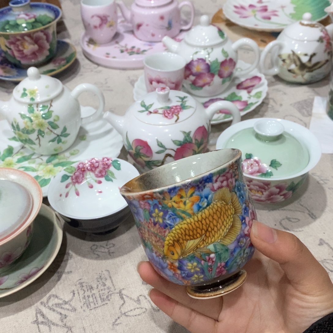 手工手绘景德镇茶具杯杯