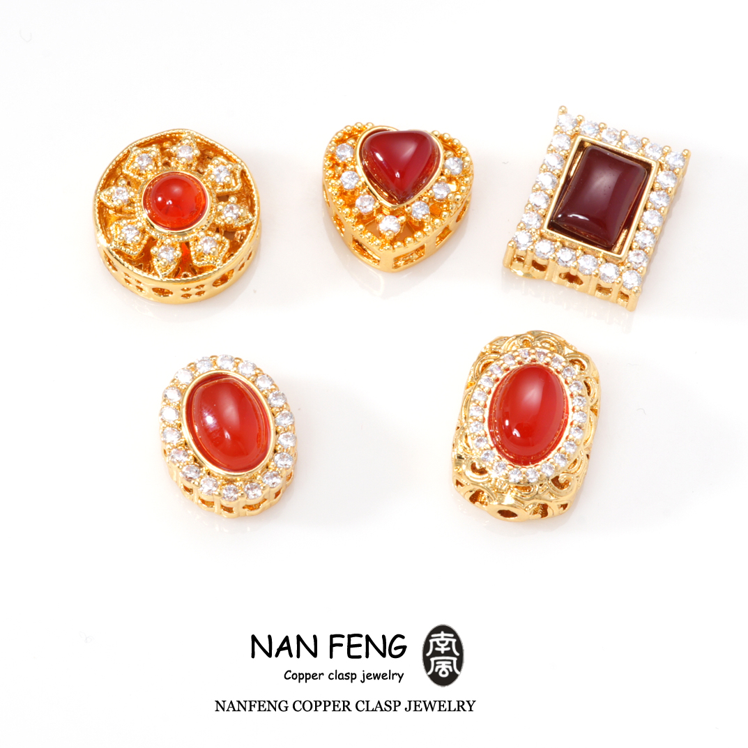 #528铜镀镂空背云隔珠编绳手链项链串饰品配件