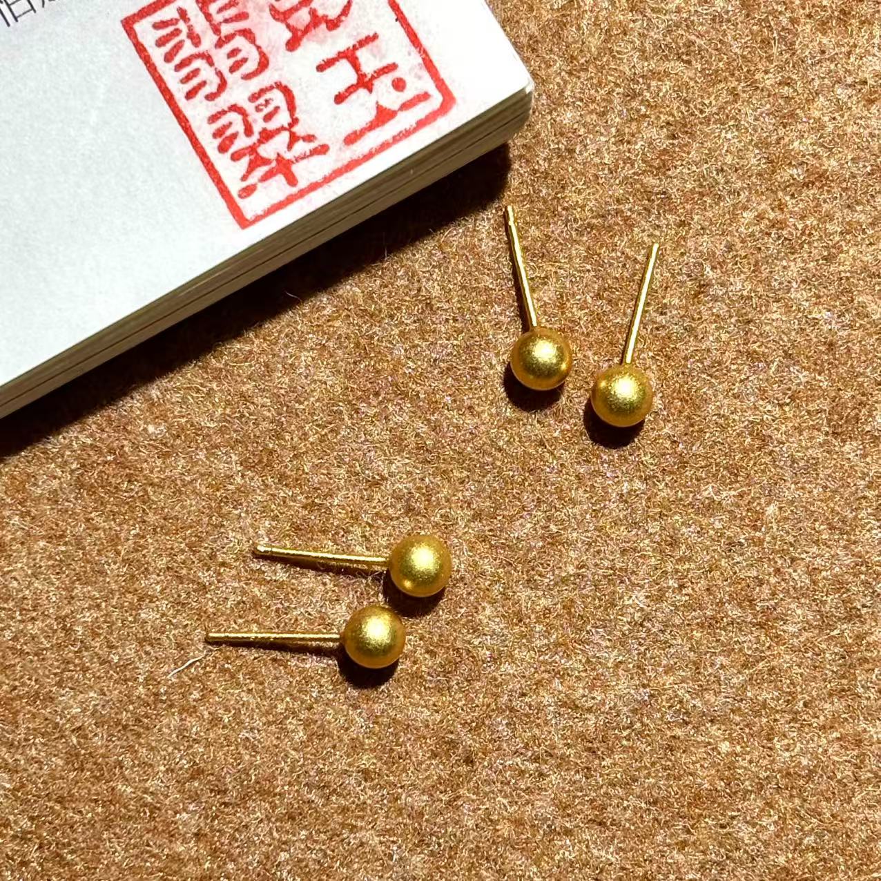 925银耳饰 【925银-小金球耳钉】素银款圆珠耳钉简约耳饰 多形性发1