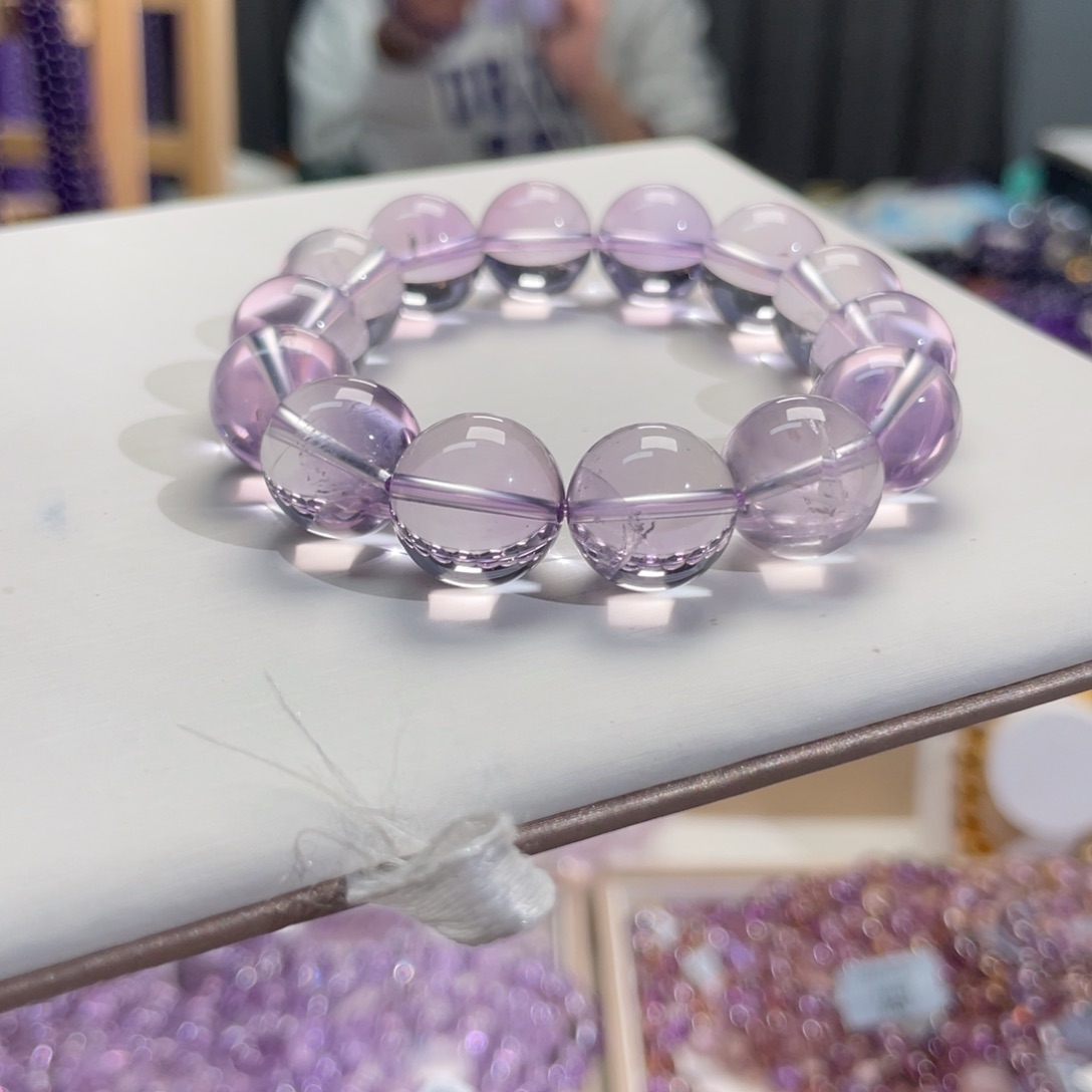 未镶嵌手链水晶小**?14mm玻利维亚紫水晶