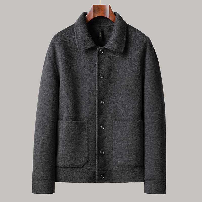 商务冬季毛呢翻领加厚时尚磨毛韩版毛呢大衣潮流秋冬短款男装