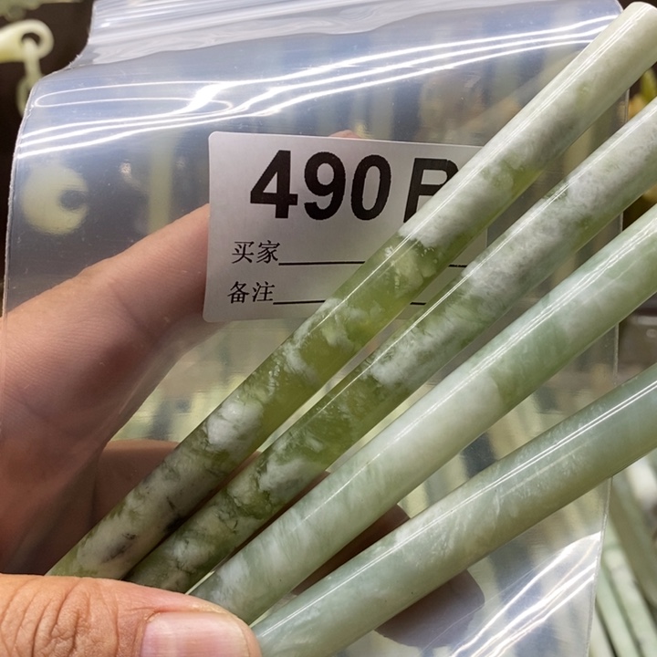 透闪石-蛇纹石玉发饰未镶嵌驻****所