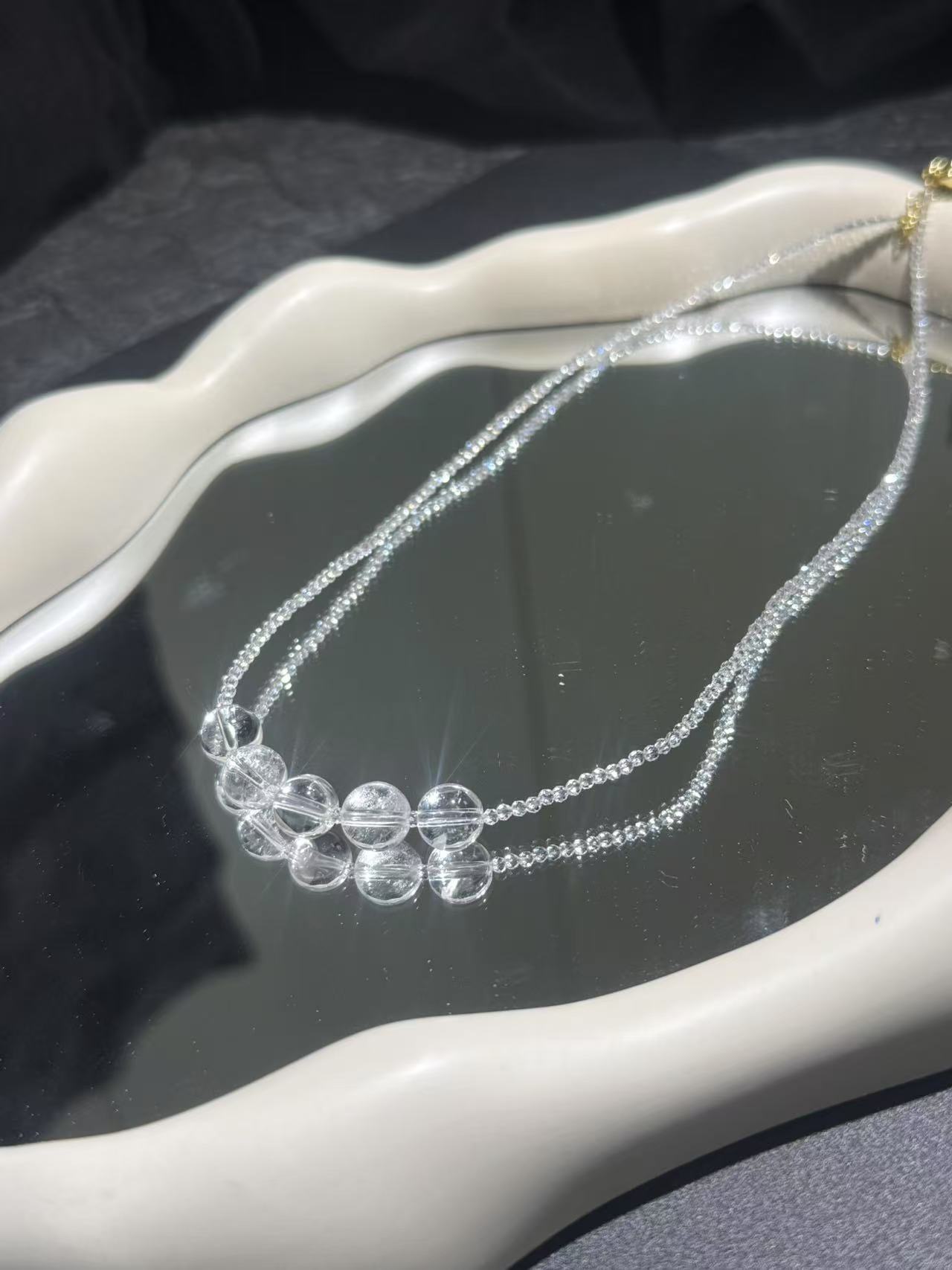 A979【金汐】五联珠白水微笑项链