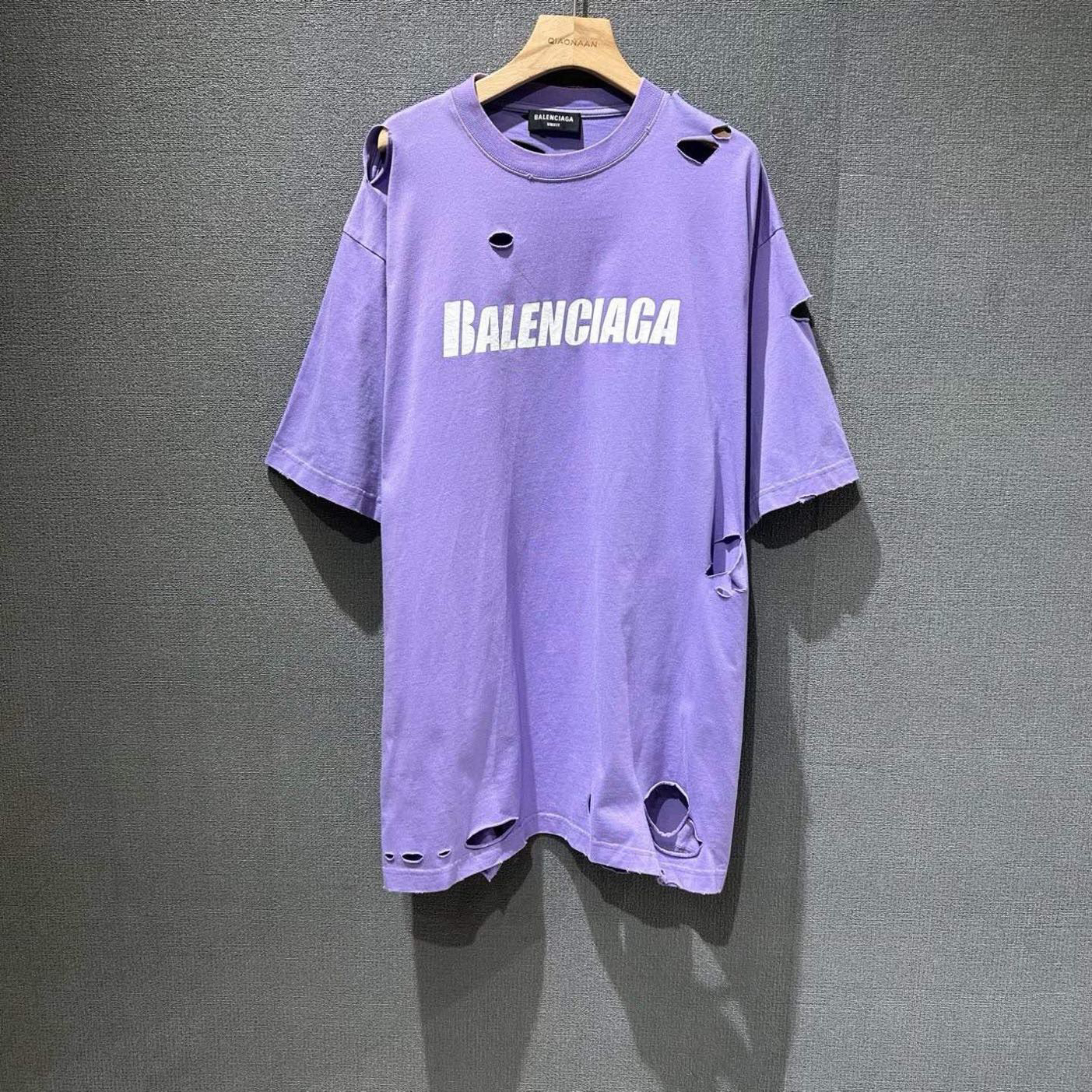 未使用 Balenciaga/巴黎世家 虫洞大破坏短袖T恤 全新xxs码/9762