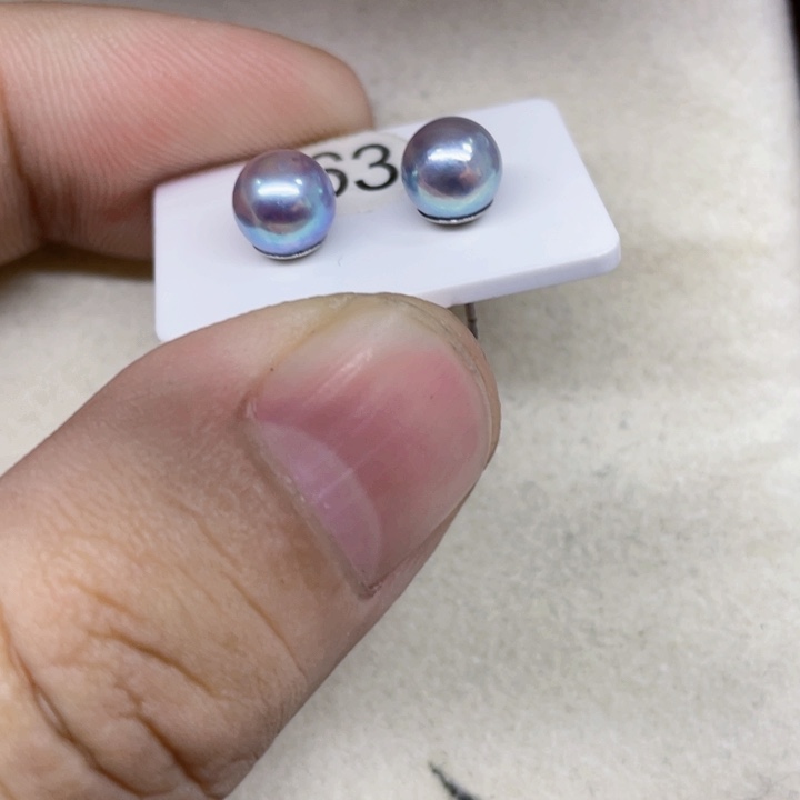 海水珍珠耳饰银S925镶嵌5-6