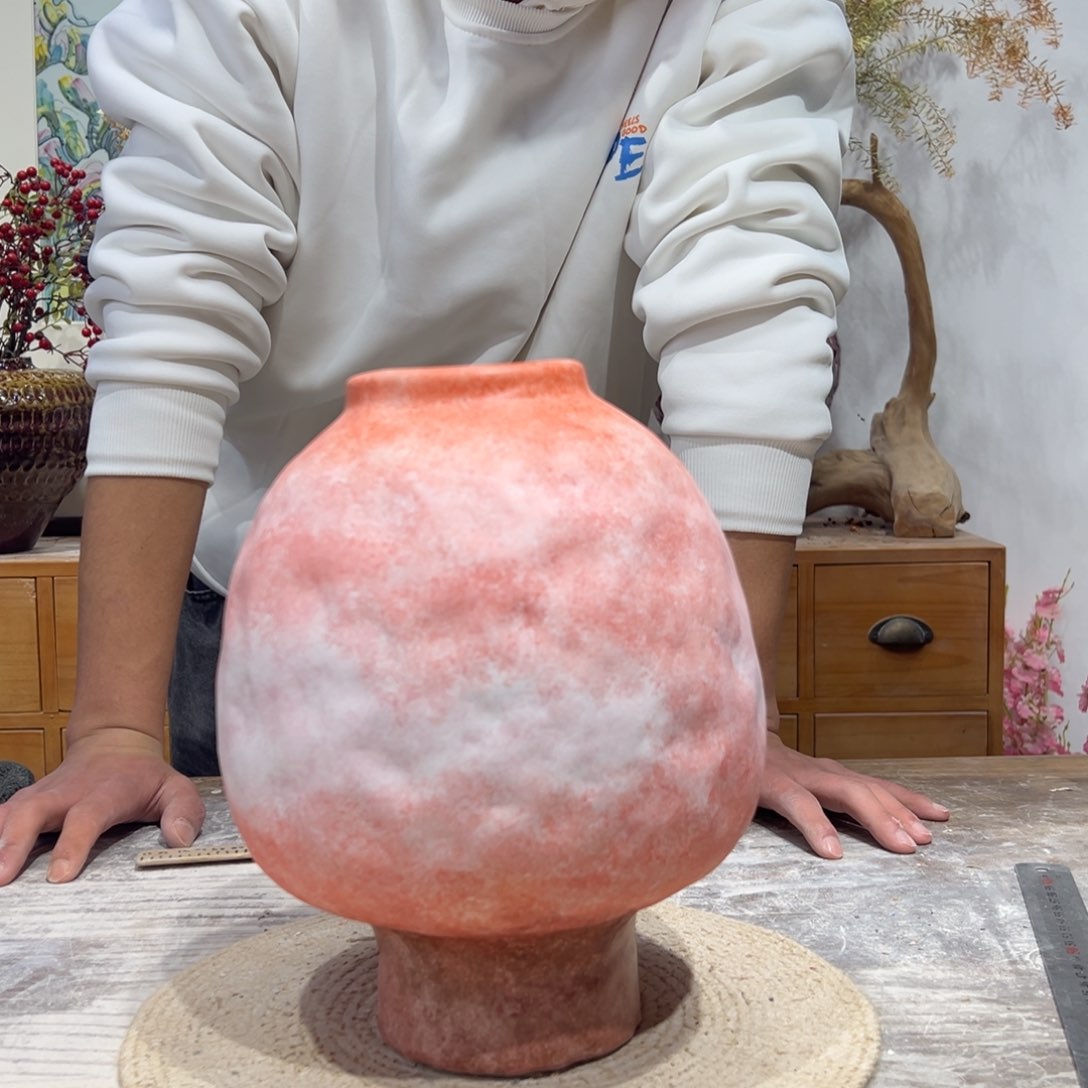 摆件陶瓷花瓶高27口8