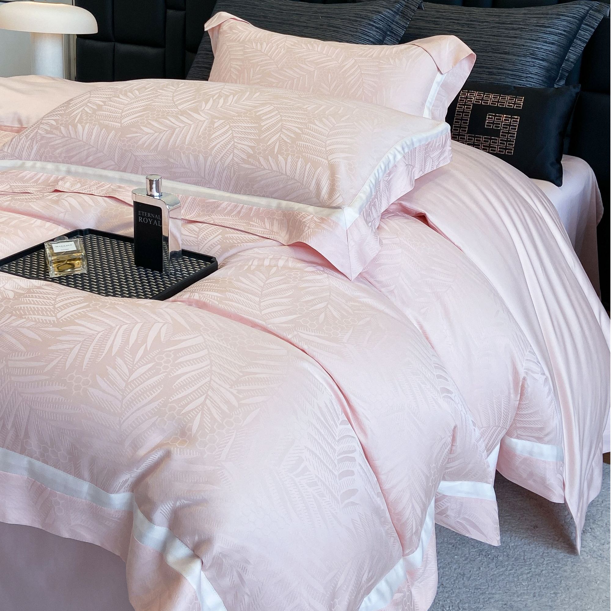 ROWHOLLY【叶澜】天丝棉提花四件套简约轻奢纯色四季款被罩床上用品