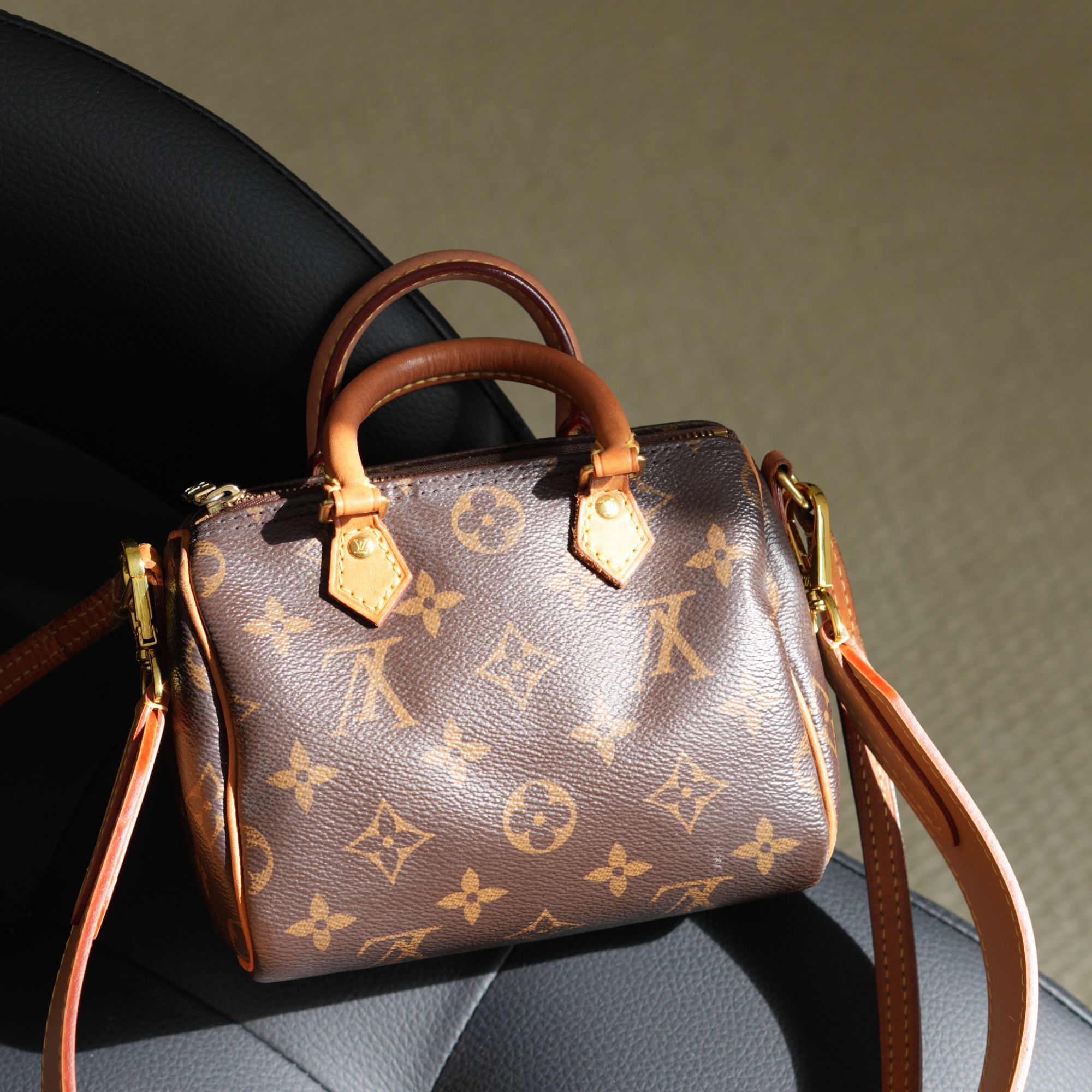 95新 LouisVuitton/路易威登 95新经典老花sp nano手提斜挎包